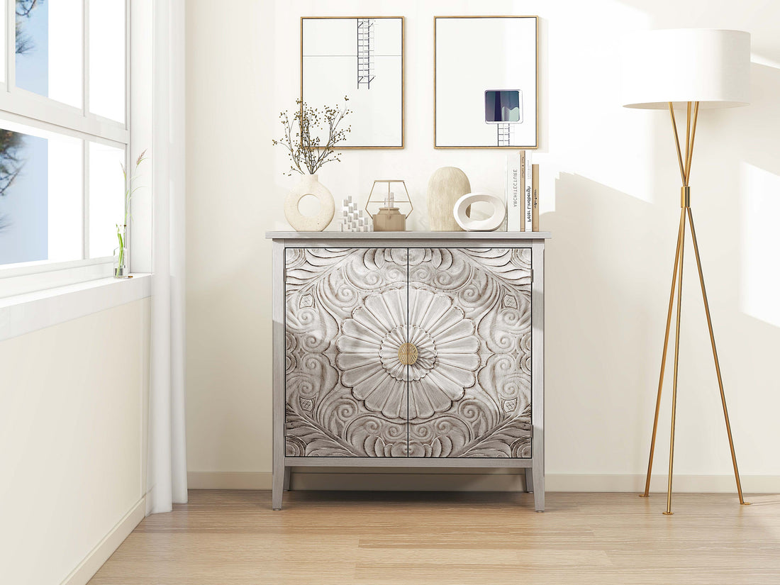 2 Door Cabinet, American Furniture, Suitable For Bedroom, Living Room, Study Light Grey Mdf