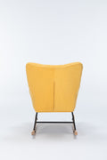 Rocking Chair Nursery, Teddy Upholstered Glider Rocker With High Backrest, Reading Chair Modern Rocking Accent Chairs Glider Recliner For Living Room, Nursery, Bedroom Yellow Velvet