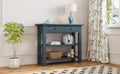 Retro Console Table With Drawer And Two Sturdy Shelves For Entryway, Living Room Navy Navy Mdf,Rubber Wood