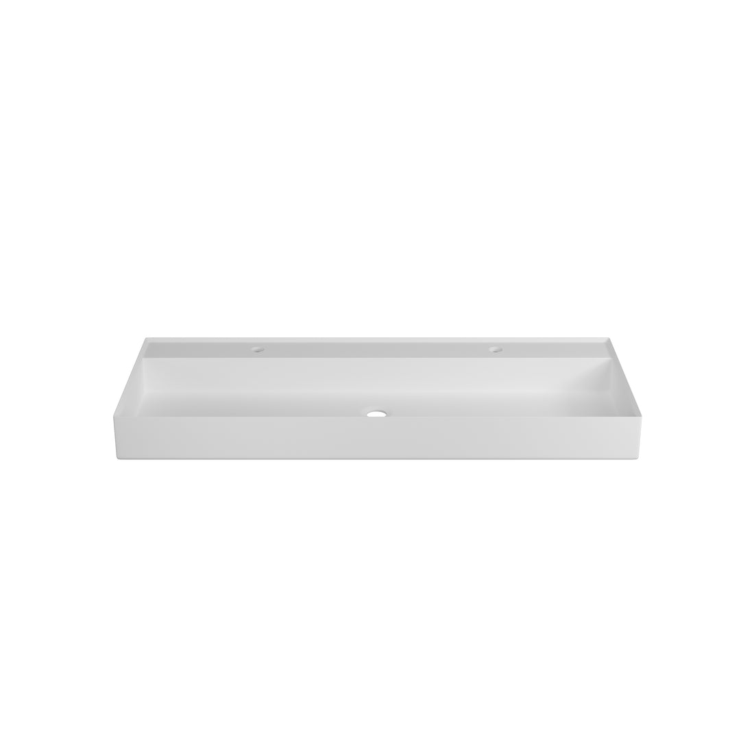 Double Faucet Hole Solid Surface Basin White Solid Surface