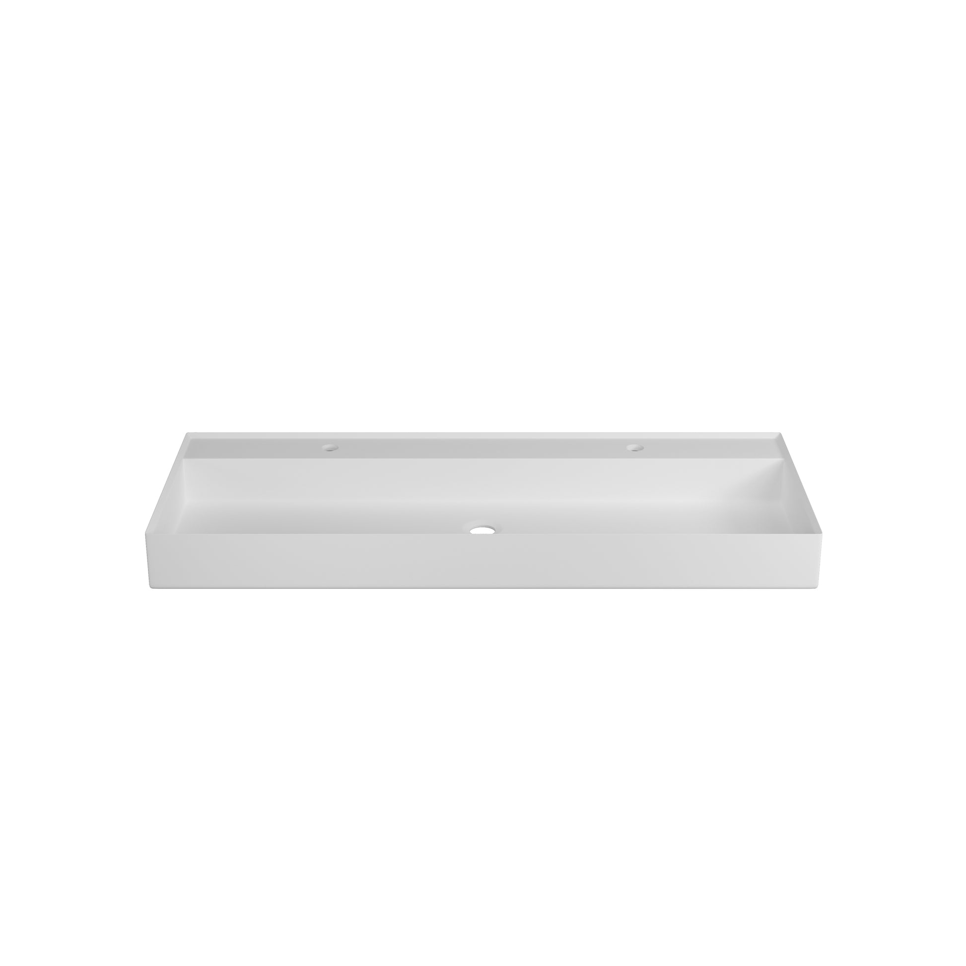 Double Faucet Hole Solid Surface Basin White Solid Surface