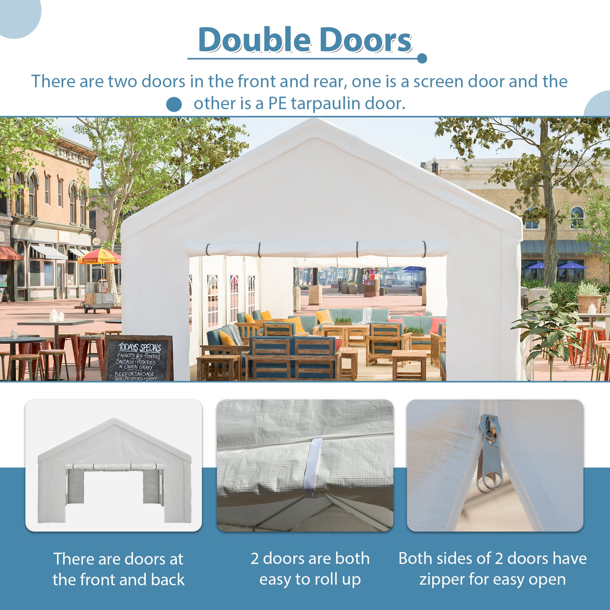 16X32Ft Party Tent Heavy Duty, Large Wedding Event Shelters With 3 Storage Bags & Removable Sidewalls, Outdoor Canopy Gazebo Commercial Tents For Parties Carport Camping Garden Patio White Metal