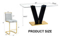 Table And Chair Set,Clear Tempered Glass And Black Legs Of The Table, Pu And Gold Legs Of The Chair Black Grey Seats 4 Tempered Glass