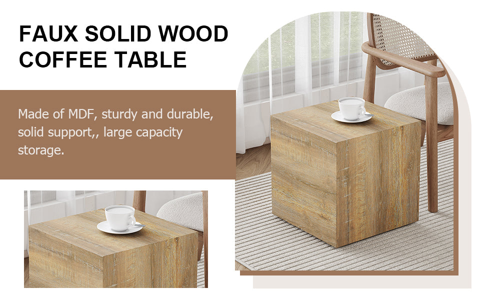 Elevate Your Living Space With This Square Modern Mdf Coffee Table That Showcases Smooth, Light Wood Color Texture Patterns. It Is Characterized By Stylish Design.15.7*15.7*15.7 Wood Mdf