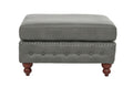 1Pc Cocktail Ottoman Slate Gray Tufted Wooden Legs Living Room Furniture Light Slate Grey Faux Leather Wood Primary Living Space Solid Grey Contemporary,Luxury,Traditional Rubberwood Rectangle