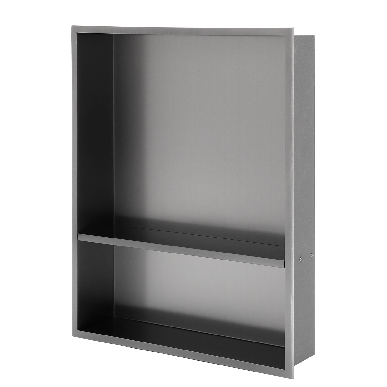 21" X 17" Stainless Steel Shower Niche Double Shelf, Gunmetal Black Gunmetal Black Stainless Steel