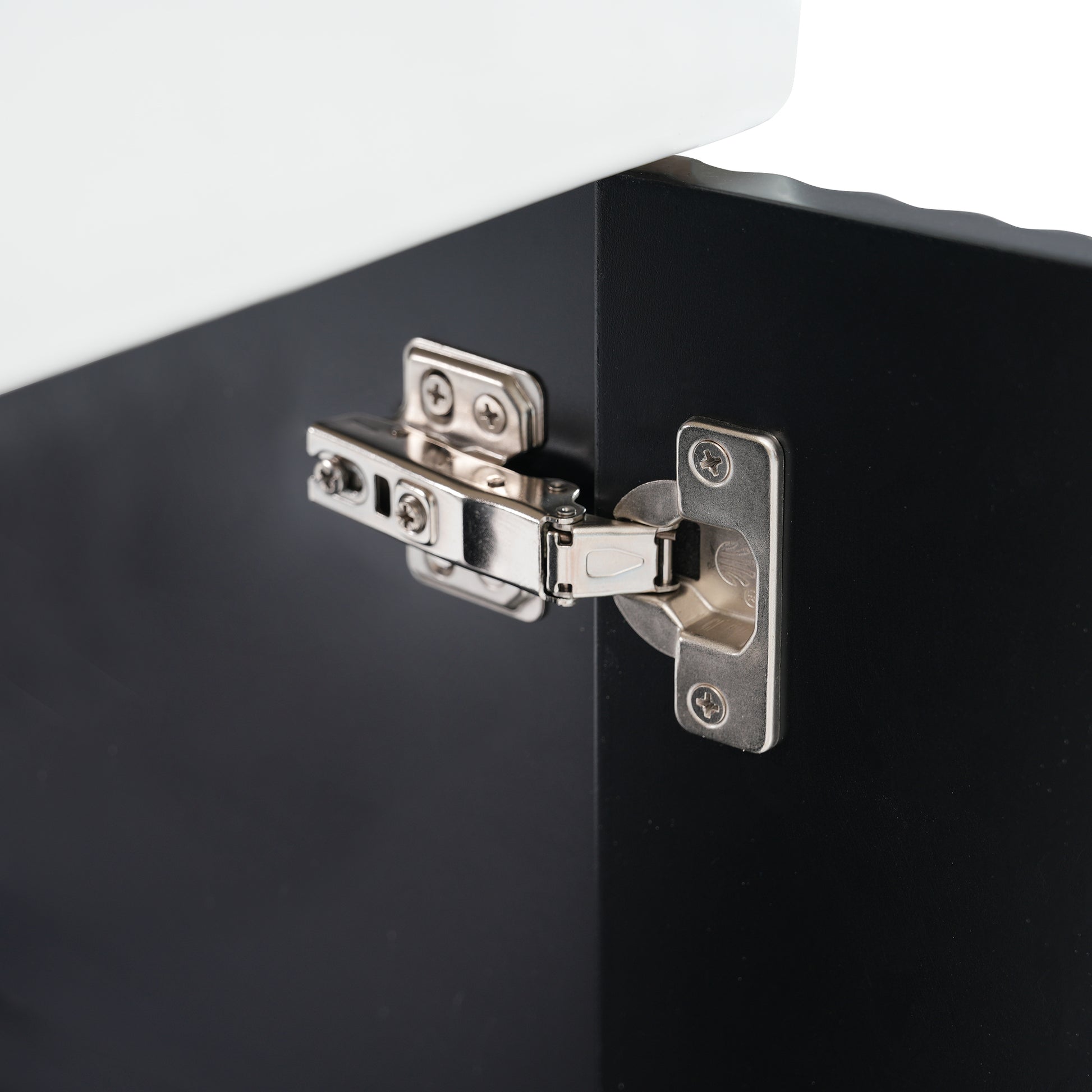 Video 21.6 Inch Modern Floating Bathroom Vanity With Ceramic Basin Perfect For Small Bathrooms, Left Side Storage Black Bathroom Ceramic Mdf