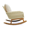 Contemporary Minimalist Ivory Wicker Rocking Chair With Soft Polyester Cushions And Durable Wooden Frame, Perfect For Indoor And Outdoor Spaces Like Patio, Balcony, Or Living Room Ivory Pe Rattan