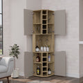 Obregon Corner Bar Cabinet, Ten Built In Wine Rack, Single Door Macadamia Taupe Taupe Natural Kitchen Modern Particle Board