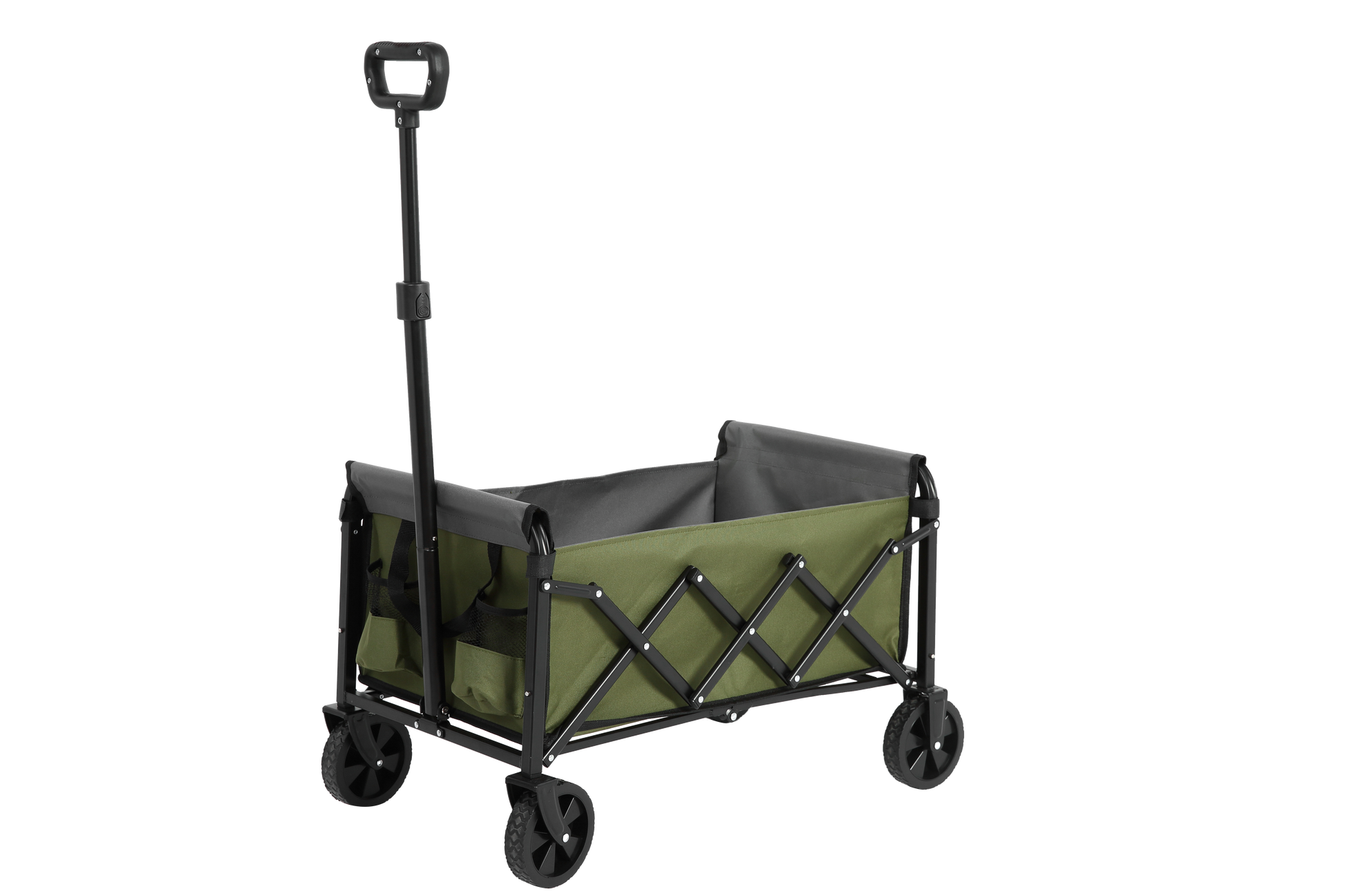 Lightweight Portable Heavy Duty Folding Beach Wagons With Wheels Outdoor Utility Carts For Grocery, Camping, Shopping, Sports, Garden With Large Capacity Army Green Army Green Steel