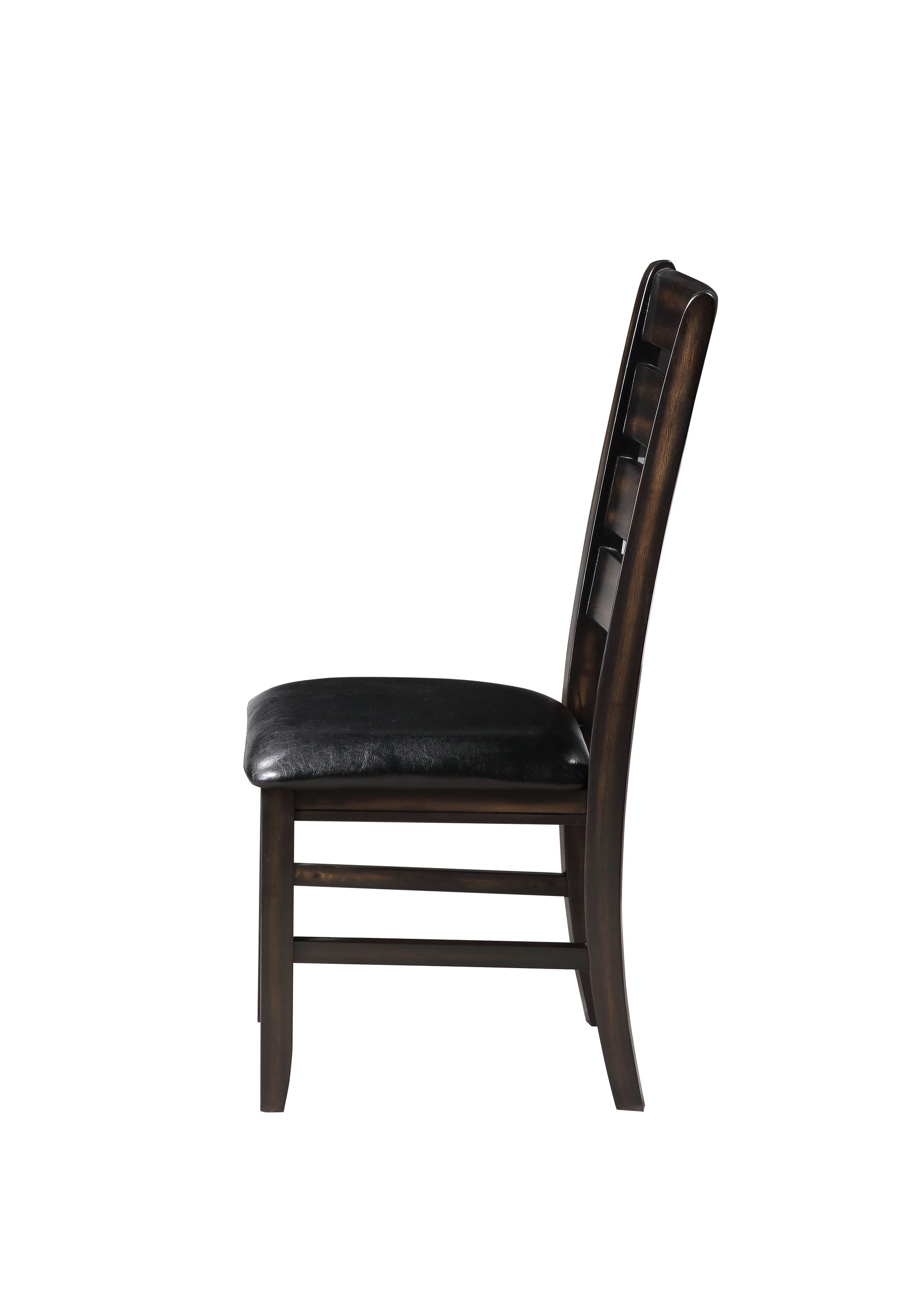 Urbana Black Synthetic Leather & Espresso Finish Side Chair Set Of 2 Black,Espresso Faux Leather,Synthetic Wood