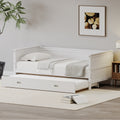 Twin Size Solid Wood Daybed With Trundle For Kids Teens Dorm Bedroom Multipurpose Guest Room Or Home, White Box Spring Not Required Twin White Wood Bedroom Pine Wood