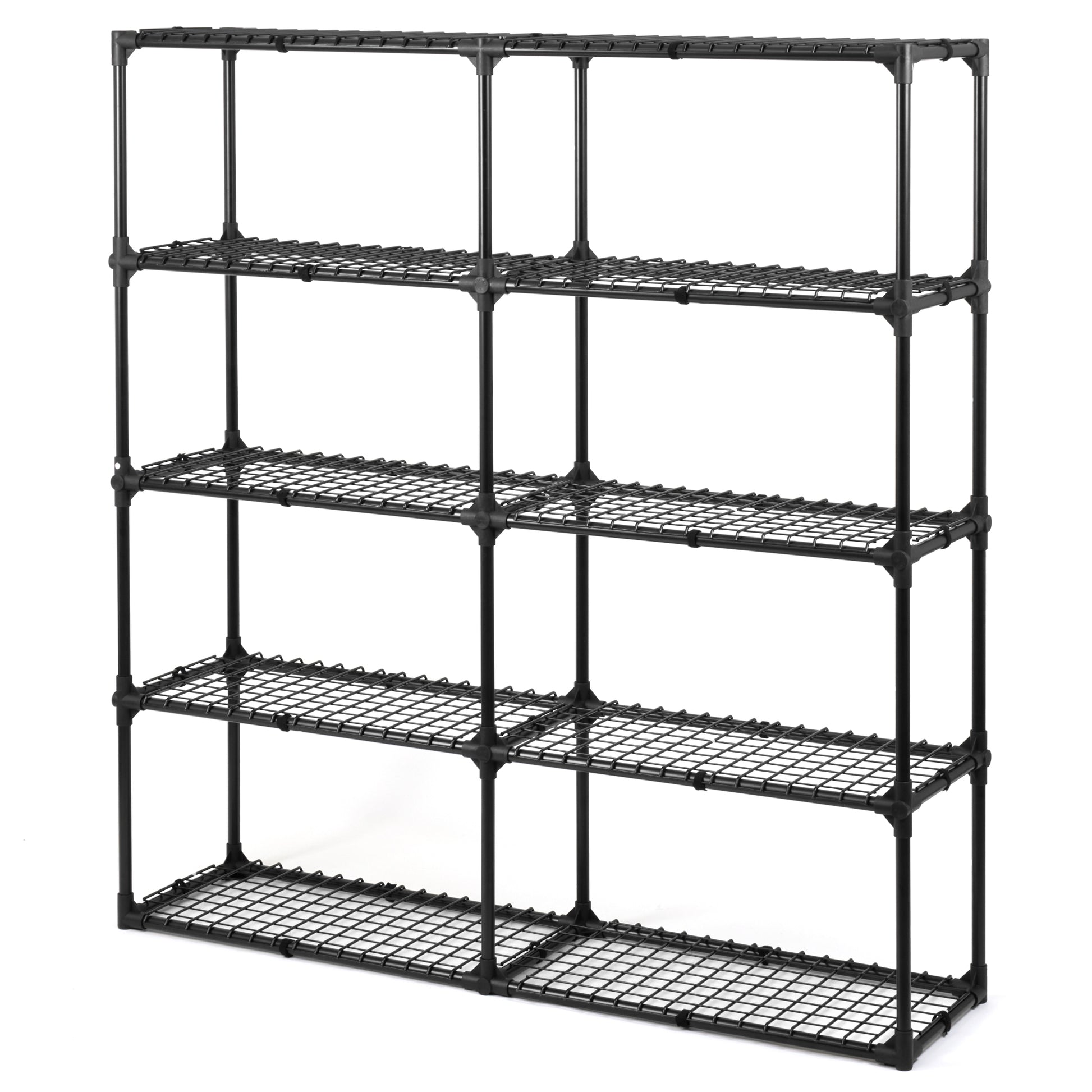 5 Shelf Wire Rack With Cover 2Pack Black Steel