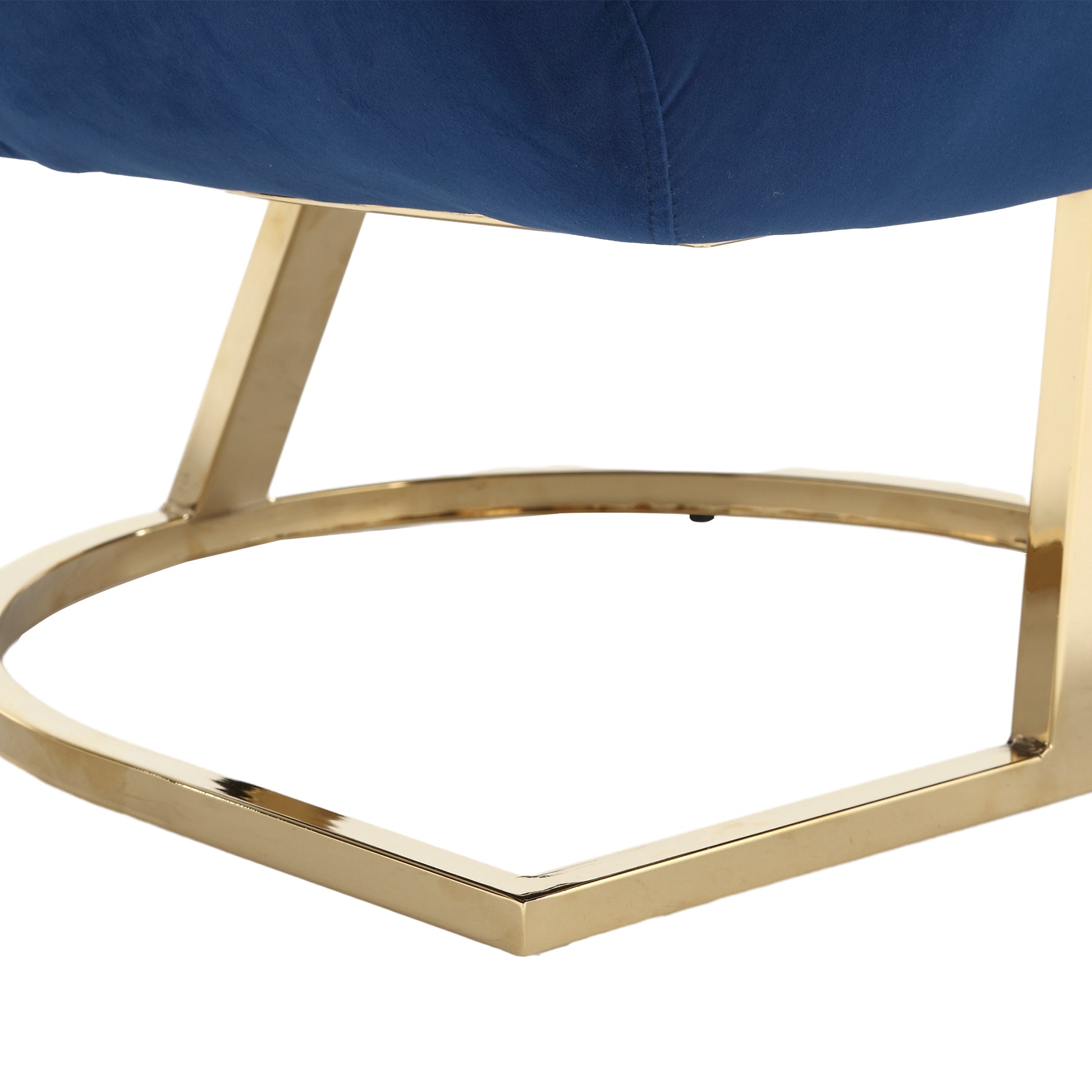 Coolmore Upholstered Tufted Living Room Chair Textured Linen Fabric Accent Chair With Metal Stand Navy Velvet