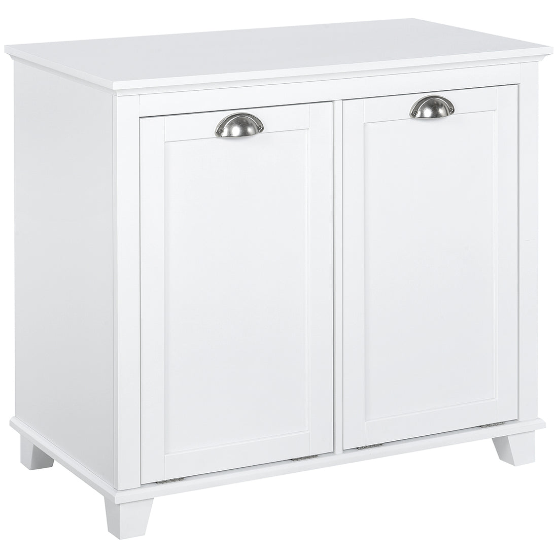 Homcom Tilt Out Laundry Sorter Bathroom Cabinet, White White Mdf