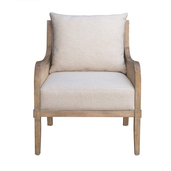 Cane Accent Chair With Removable Back Cushion Beige Natural Upholstered