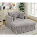 Arrived 47.7'' Oversized Corduroy Chaise Longue With Ottoman, Deep Seat Reclining Chair Sofa, Comfy Thicked Upholstered Pad Chair ,With Foot Stool ,Oversize, Movable Ottoman,Light Gray Light Gray