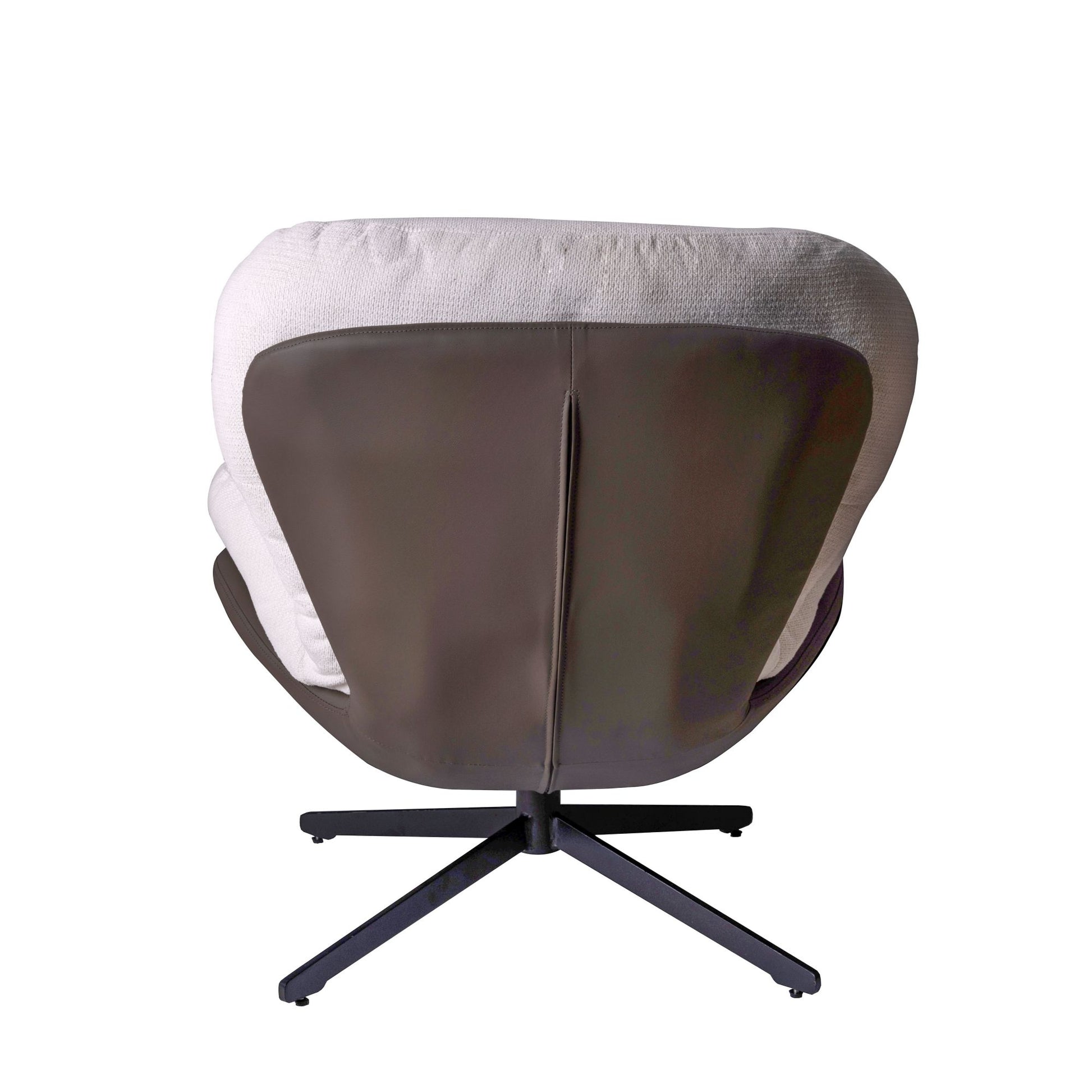 360 Swivel Accent Chair, Modern Chenille Lounge Chair With Faux Leather And Black Metal Base Frame, Comfortable Reading Chair For Small Spaces, Living Room, Bedroom, Reading Corner, Office White Brown White Brown Primary Living Space Art