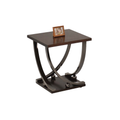 Black Nickel End Table With Bottom Shelf Black Silver Primary Living Space Contemporary Shelves Square Mdf