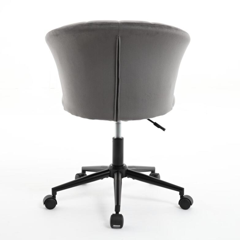 Home Office Chair, Velvet Fabric Swivel Flower Shape Computer Desk Chair For Home Office Or Bedroom Grey Black Foam Polyester Blend
