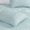 4 Piece Cotton Reversible Embroidered Quilt Set With Throw Pillow Aqua Full Queen Full Aqua Cotton