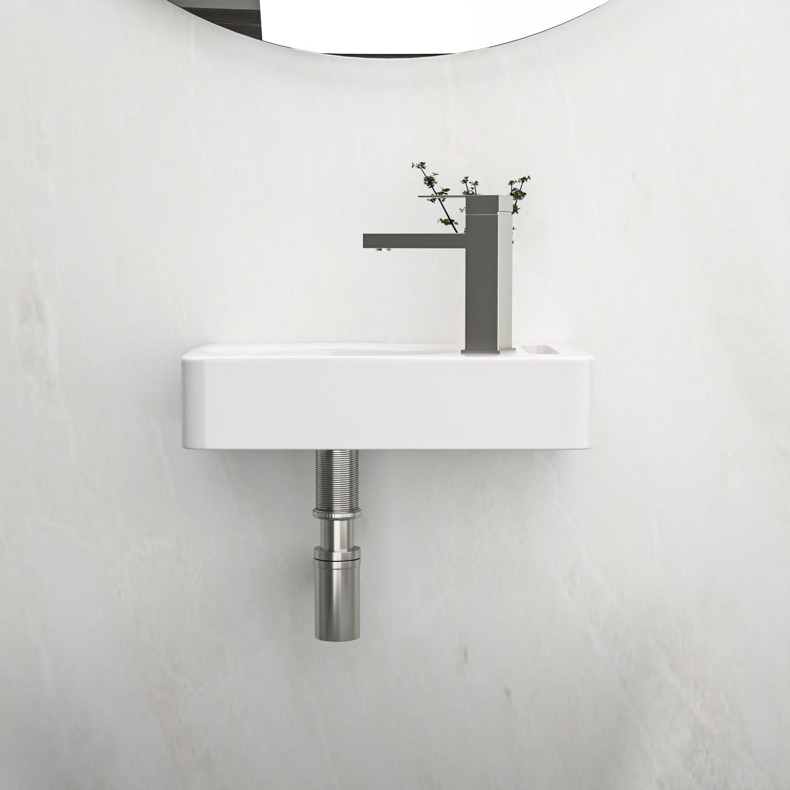 15.75X8.69 Inch White Ceramic Rectangle Wall Mount Bathroom Sink With Single Faucet Hole White Ceramic