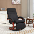 Homcom Manual Recliner Chair For Adults, Adjustable Swivel Recliner With Footrest, Padded Arms And Wood Base For Living Room, Black Black Polyester