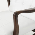 Mid Century Modern Faux Leather Club Chair With Wood Frame, White And Dark Espresso White Pu