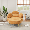 3206Yellow Comfortable Seating Suitable For Small Apartment Bedroom Space Balcony Small Sofa Bed Lazy Small Sofa Sofa With Small Coffee Table Lunch Break Leisure Afternoon Tea Time Yellow Corduroy 1 Seat