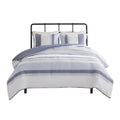 3 Piece Jacquard Duvet Cover Set Queen Blue Polyester