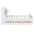 Full Size Wooden Bed With Storage Headboard With Outlets, Extendable Bed With Twin Size Trundle With Three Storage Drawers,White Expected Arrival Time:8.23 Full White Wood