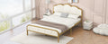 Full Size Metal Platform Bed With Upholstered Headboard And Footboard Box Spring Not Required Full Gold White Metal Bedroom Bed Frame Metal