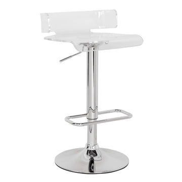 Clear And Chrome Adjustable Swivel Stool Silver Clear Bar Stools & Counter Stools Modern Swivel Plastic Metal