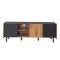Mid Century Tv Stand With 3 Cabinets, Media Console Table For Tvs Up To 70'', Entertainment Center With Storage For Living Room, Bedroom, Home Theatre Black Brown Primary Living Space 60 69 Inches
