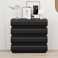 8 Drawer Dresser For Bedroom, Black Dresser No Handle, Modern 8 Chest Of Drawers With Wide Storage Black Mdf