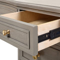 Dauphin Gold Accent 5 Drawer Wood Executive Desk, Grey Cashmere Wood Gray Solid Wood Mdf Wood