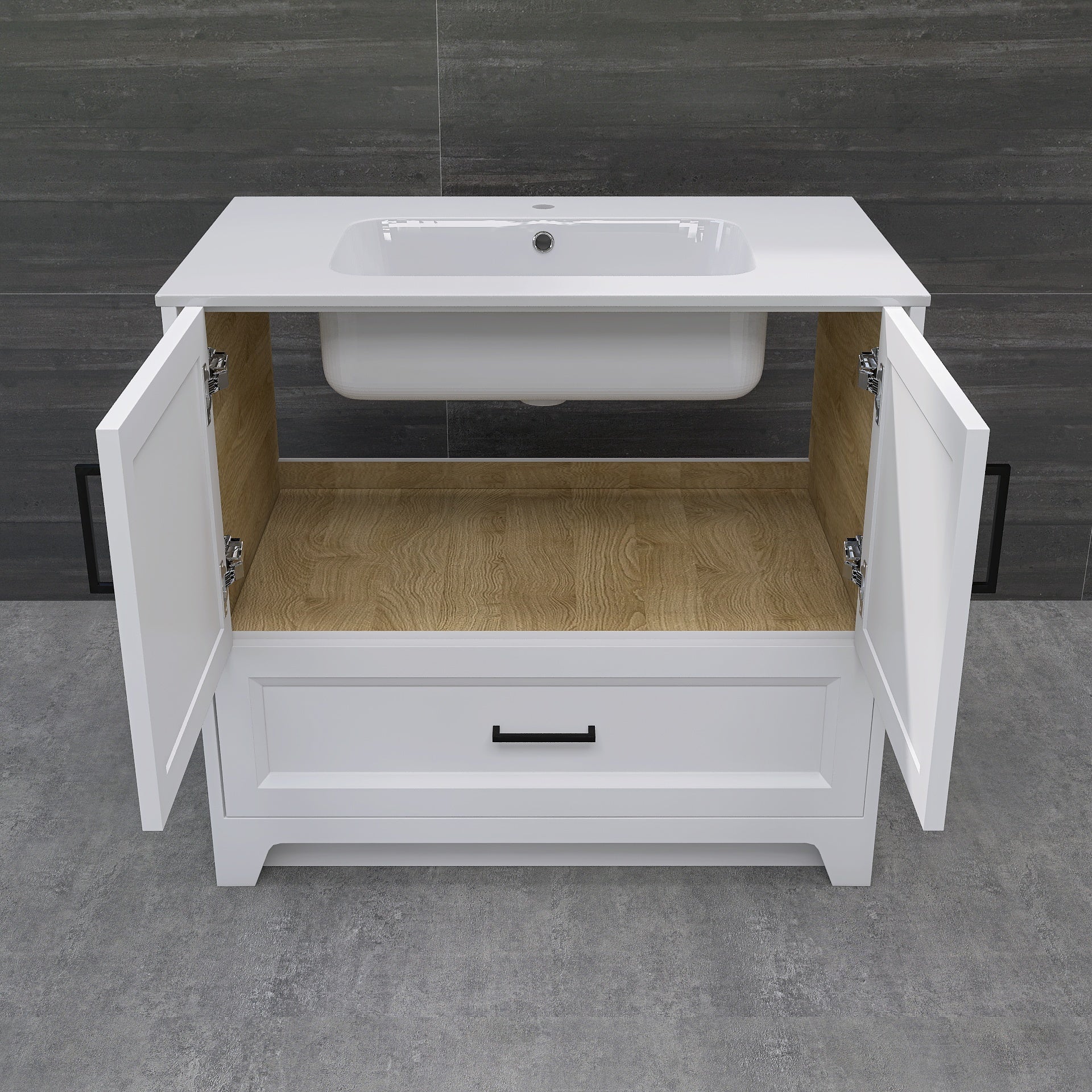 Solid Wood 36 Inch Bathroom Vanity With Single Sink Combo, Modern Vanity Cabinet With 2 Soft Closing Doors & 1 Full Extension Dovetail Drawer White 1 White 2 1 36 To 47 In 32 To 35 In Soft Close Doors Bathroom Freestanding Luxury,Modern 20 25 Inches