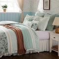 9 Piece Cotton Percale Comforter Set Aqua King King Aqua Polyester