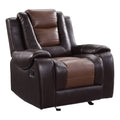 Modern Luxury Living Room Sofa Set 3Pc Reclining Sofa Loveseat Glider Reclining Chair Formal Furniture Premium Faux Leather Upholstery Comfortable Two Tone Brown Finish Dark Brown,Light Brown Faux Leather Wood Primary Living Space Luxury,Modern