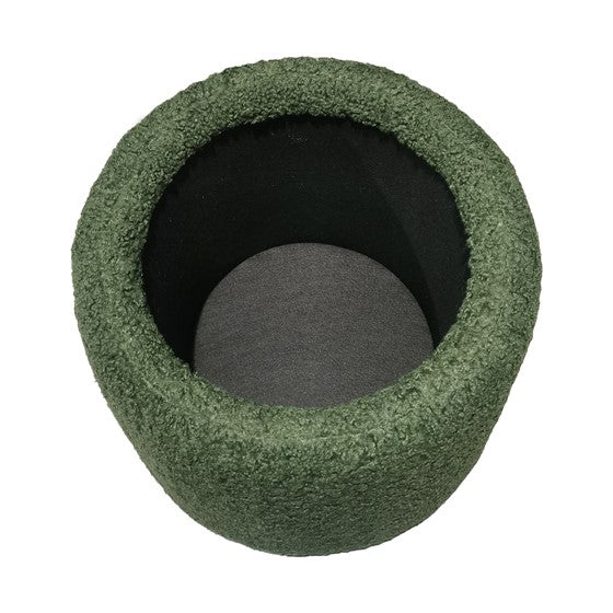 Round Storage Ottoman Green Polyester