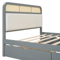 Queen Size Wooden Platform Bed With Trundle And 2 Drawers,Gray Queen Gray Solid Wood Mdf