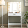 Vanity Desk With Mirror And Lights, Dressing Table With Large Drawer, 1 Level Storage Dresser & 3 Lighting Modes Adjustable Brightness, Suitable For Bedroom White White Particle Board