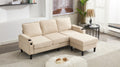 Beige Color Knock Down 3 Seat Combo Sofa With Storage Ottoman For Living Room Apartment Bedroom And Compact Room, Upholstered Sectional Couch, L Shaped Bench With A Footrest, A Individual Sto White Wood Primary Living Space Heavy Duty Pine 3 Seat Beige