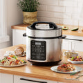 9 In 1 Electric Pressure Cooker 6 Quart, Steamer, Yogurt Maker, Warmer & Sterilizer, Saute, Slow Cooker, Rice Cooker, Egg Cooker, Multi Functional Smart Pot, Stainless Steel Black Stainless Steel
