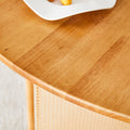 Chinese Countryside Retro Solid Wood Round Table, Simple Modern Imitation Rattan Table, Wooden Table, Desk. Suitable For Dining Room, Living Room, Office Wood Rubber Wood