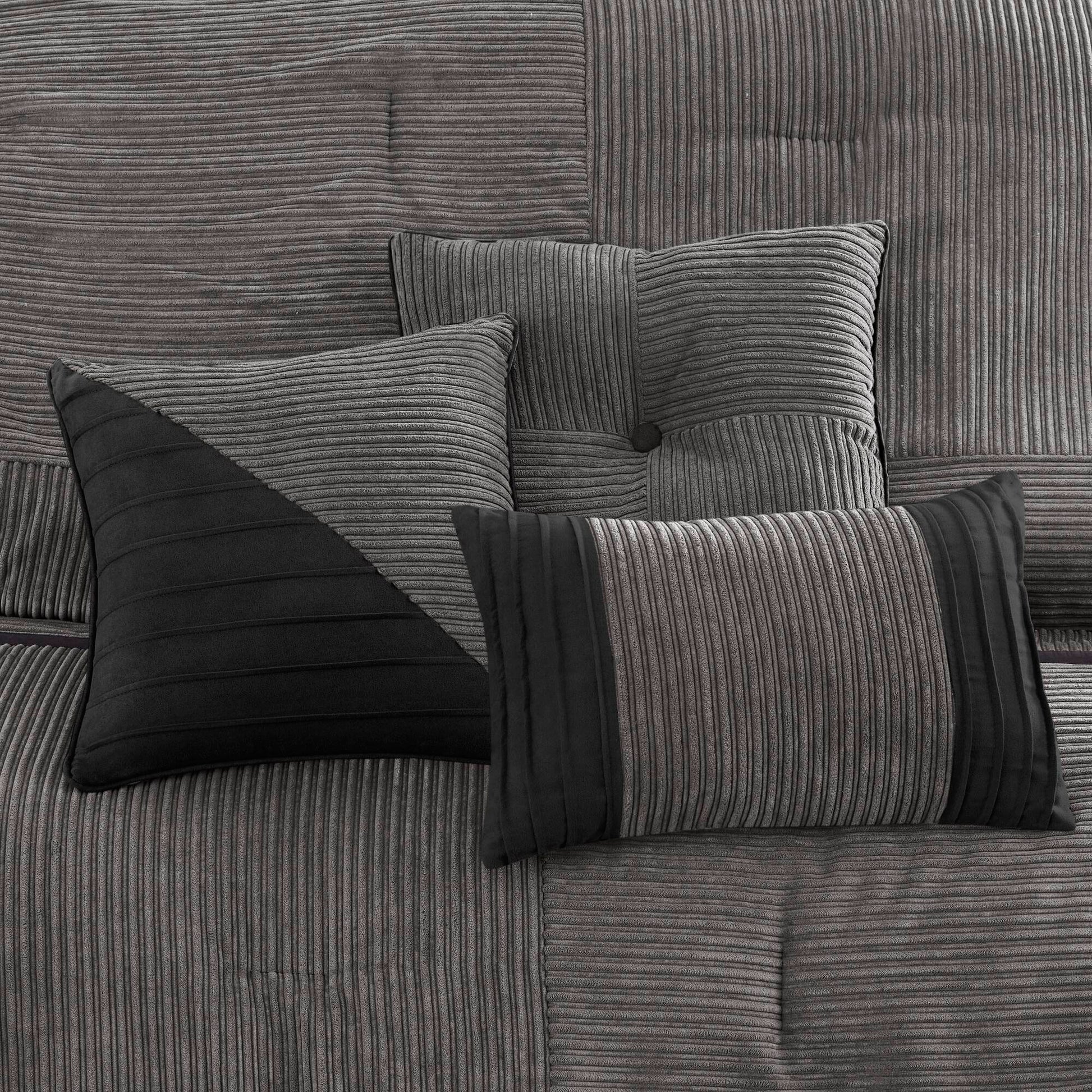 7 Piece Micro Corduroy Comforter Set Grey King Grey Polyester
