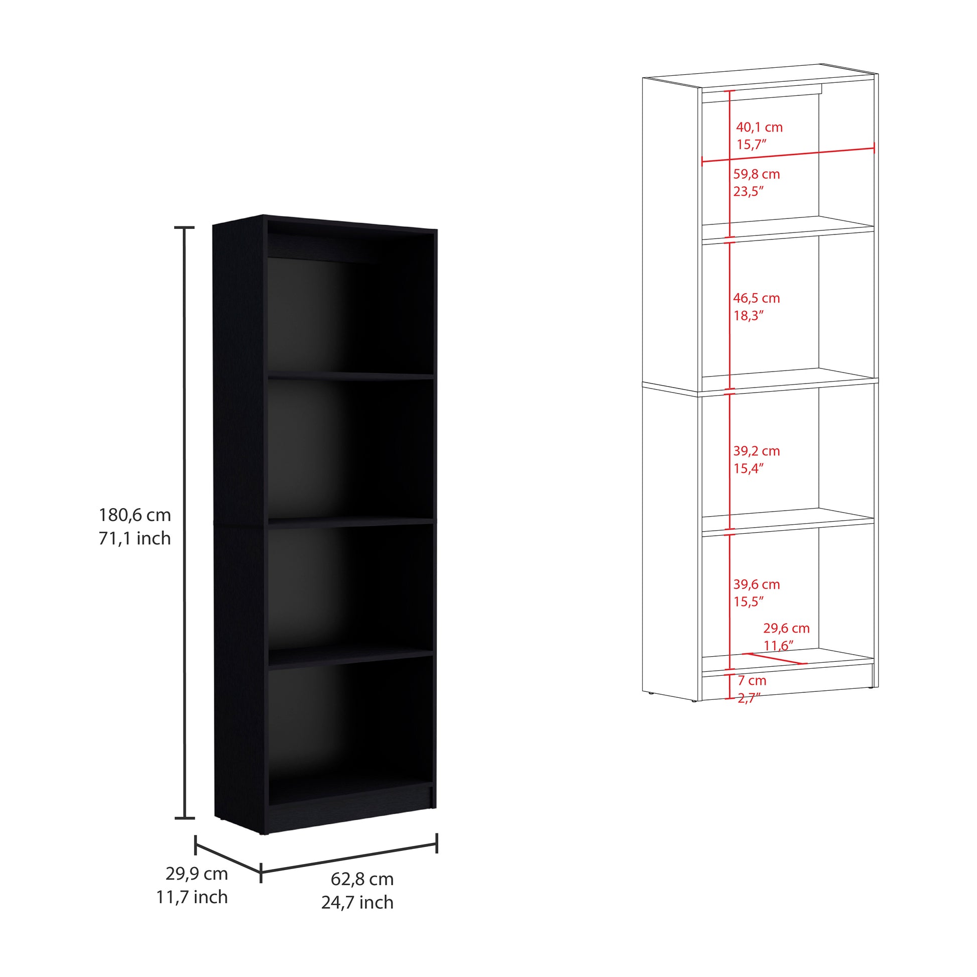 Poole 3 Piece Home Bookcase Set, 67" Wide With 12 Shelves And Two Door Cabinetliving Room Set Set Black Black Particle Board