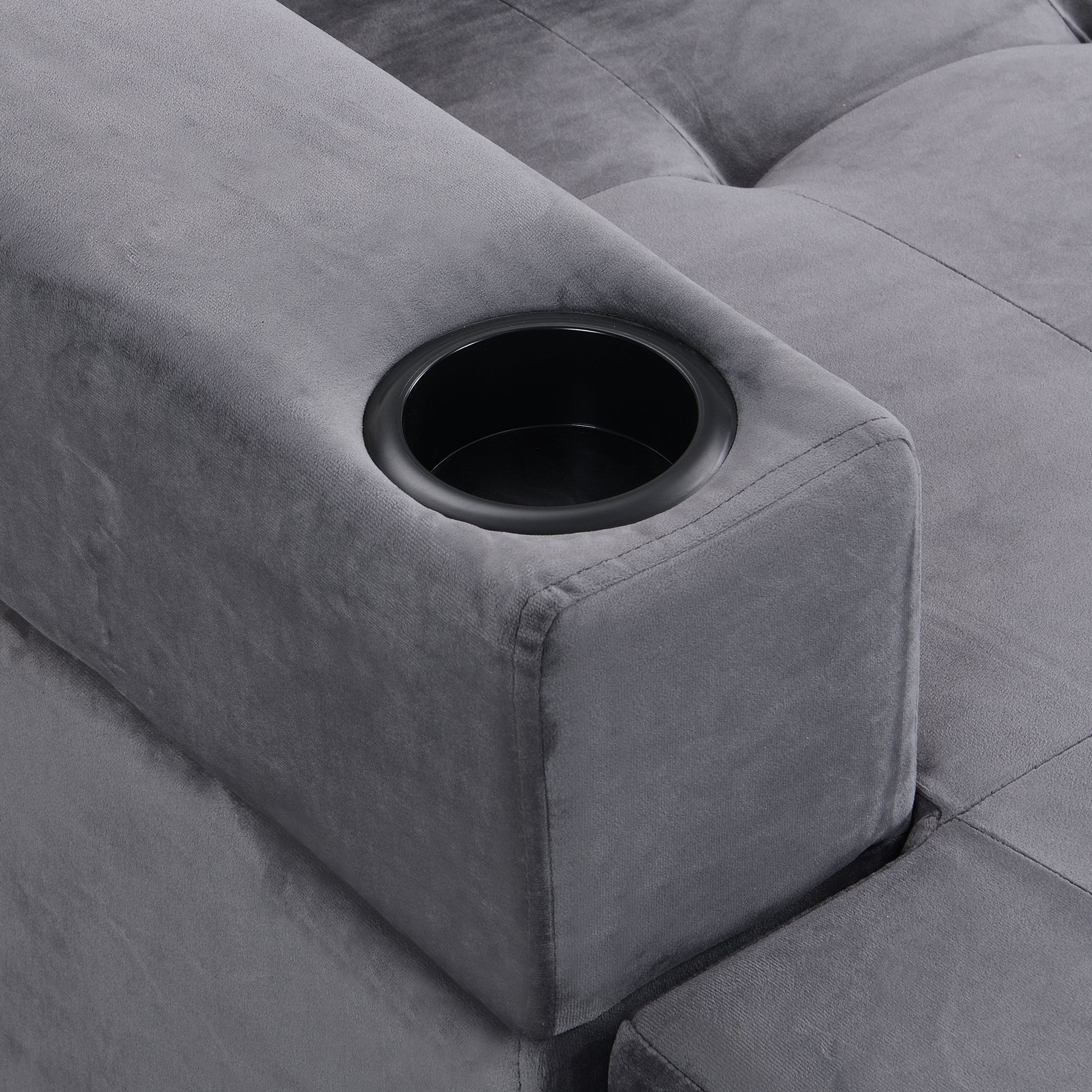 Sectional Sofa Set For Living Room With L Shape Chaise Lounge ,Cup Holder And Left Hand With Storage Chaise Modern 4 Seat Grey Grey Fabric 4 Seat