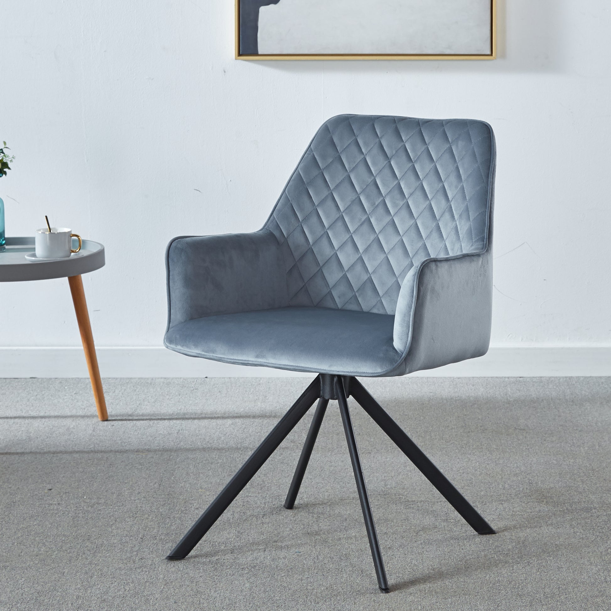 Accent Chair, Dining Chair Upholstered Backrest Seat Chairs For Home Kitchen Living Rooms Velvet Upholstered Contemporary Vanity Chair Blue Velvet