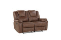 Katrine 3 Piece Living Room Set Brown Dark Brown Fabric